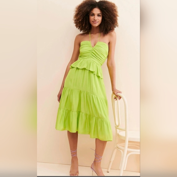 Free People X G.P.D  Tiered Peplum Midi Dress - Picture 1 of 9